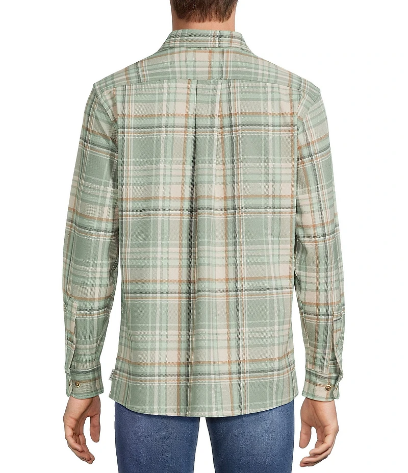 Rowm Long Sleeve Textured Plaid Slub Shirt