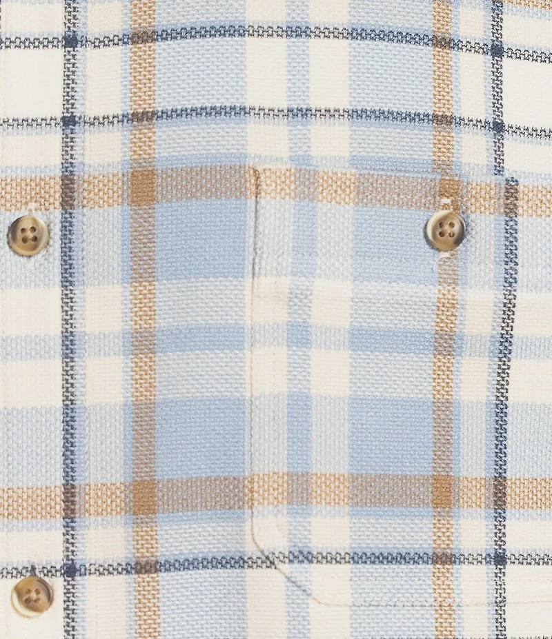 Rowm Long Sleeve Textured Medium Plaid Slub Shirt