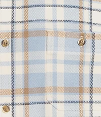 Rowm Long Sleeve Textured Medium Plaid Slub Shirt