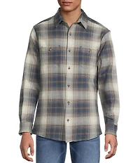 Rowm Long Sleeve Textured Ombre Plaid Shirt