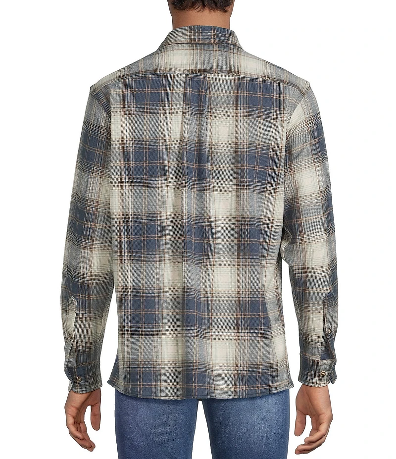 Rowm Long Sleeve Textured Ombre Plaid Shirt