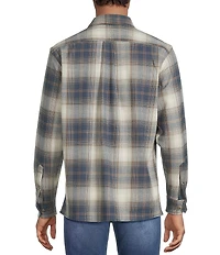 Rowm Long Sleeve Textured Ombre Plaid Shirt