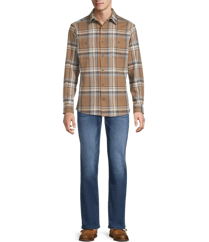 Rowm Long Sleeve Textured Ombre Plaid Slub Shirt