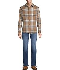 Rowm Long Sleeve Textured Ombre Plaid Slub Shirt