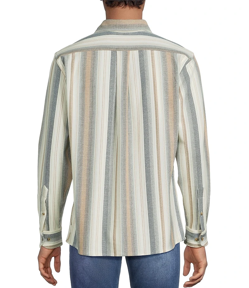 Rowm Long Sleeve Textured Stripe Slub Shirt