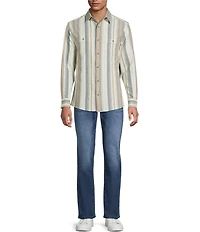 Rowm Long Sleeve Textured Stripe Slub Shirt