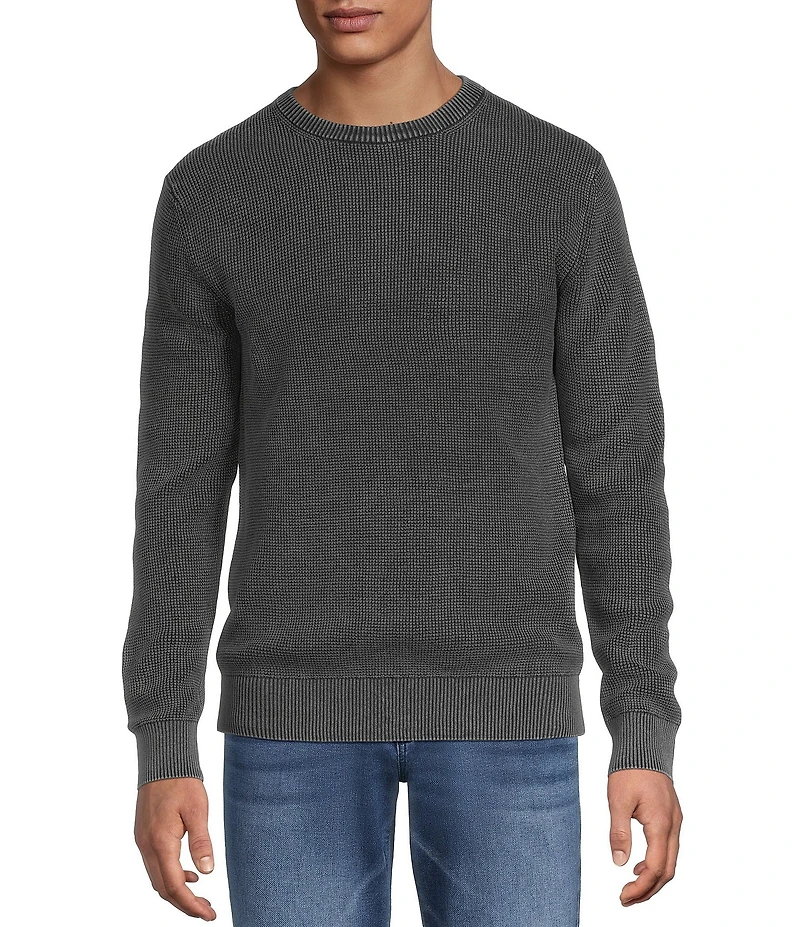 Rowm Long Sleeve Waffle Crew Neck Sweater