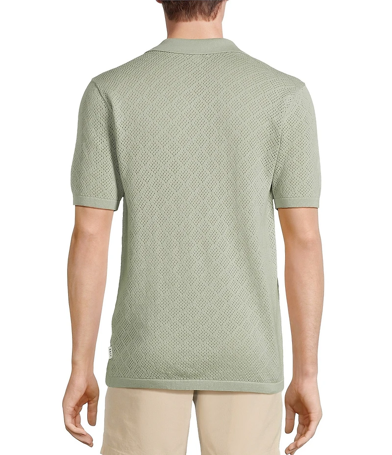 Rowm Outsider's Oasis Short Sleeve Solid Button Front Sweater Knit Shirt