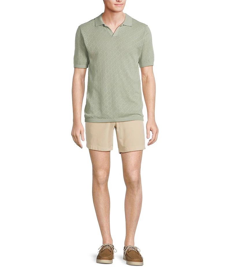 Rowm Outsider's Oasis Short Sleeve Solid Button Front Sweater Knit Shirt
