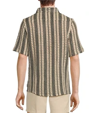 Rowm Outsider's Oasis Short Sleeve Textured Geometric Pattern Coatfront Shirt