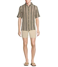 Rowm Outsider's Oasis Short Sleeve Textured Geometric Pattern Coatfront Shirt