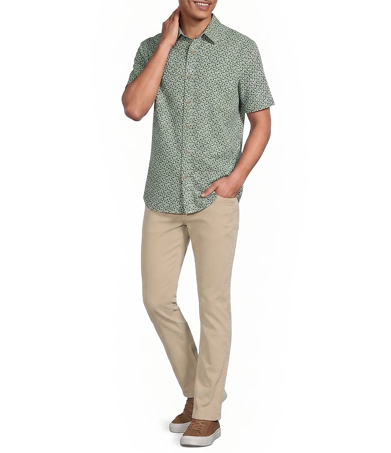Rowm Performance Rec + Relax Short Sleeve Flower Print Textured Shirt