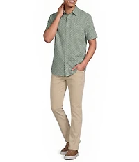 Rowm Performance Rec + Relax Short Sleeve Flower Print Textured Shirt
