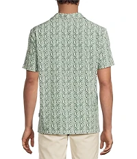 Rowm Performance Rec + Relax Short Sleeve Medallion Print Textured Camp Shirt
