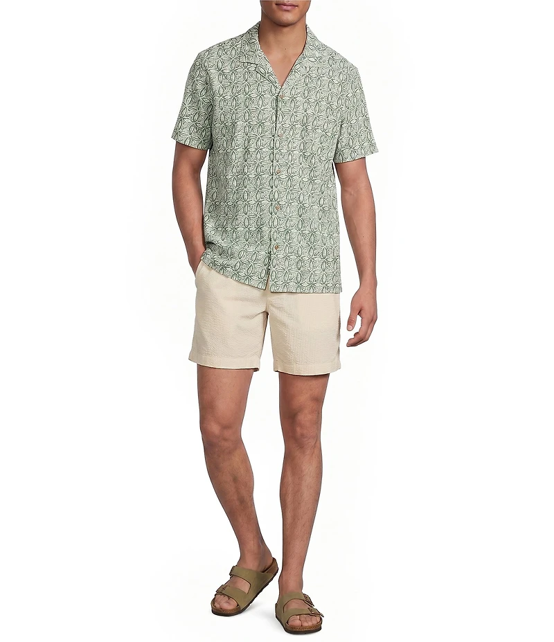 Rowm Performance Rec + Relax Short Sleeve Medallion Print Textured Camp Shirt