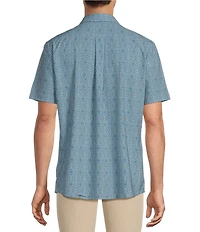 Rowm Performance Rec + Relax Short Sleeve Medallion Print Textured Shirt