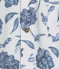 Rowm Performance Rec + Relax Short Sleeve Sketch Floral Print Textured Shirt