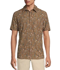 Rowm Performance Rec + Relax Short Sleeve Thistle Print Seersucker Shirt