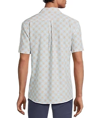 Rowm Performance Rec + Relax Short Sleeve Tile Print Textured Shirt