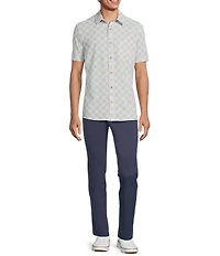 Rowm Performance Rec + Relax Short Sleeve Tile Print Textured Shirt