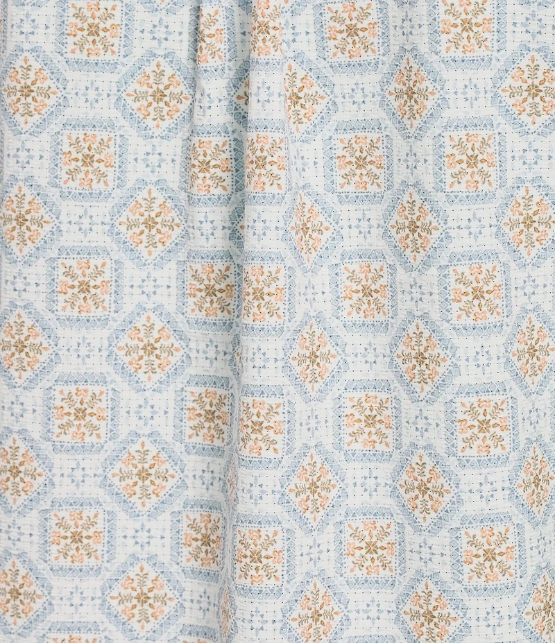 Rowm Performance Rec + Relax Short Sleeve Tile Print Textured Shirt
