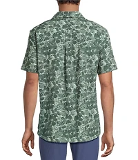 Rowm Performance Rec + Relax Short Sleeve Tropical Print Textured Shirt
