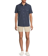 Rowm Performance Rec + Relax Short Sleeve Western Geo FloralPrint Textured Shirt