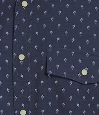 Rowm Performance Rec + Relax Short Sleeve Western Geo FloralPrint Textured Shirt