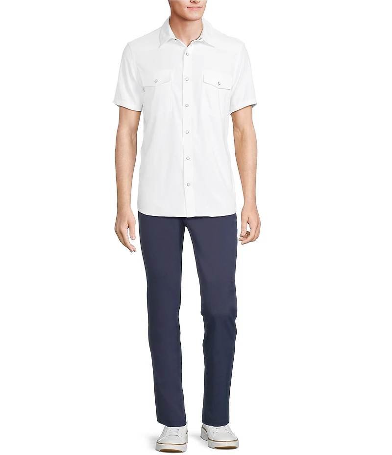 Rowm Performance Rec + Relax Short Sleeve Western Solid Textured Shirt