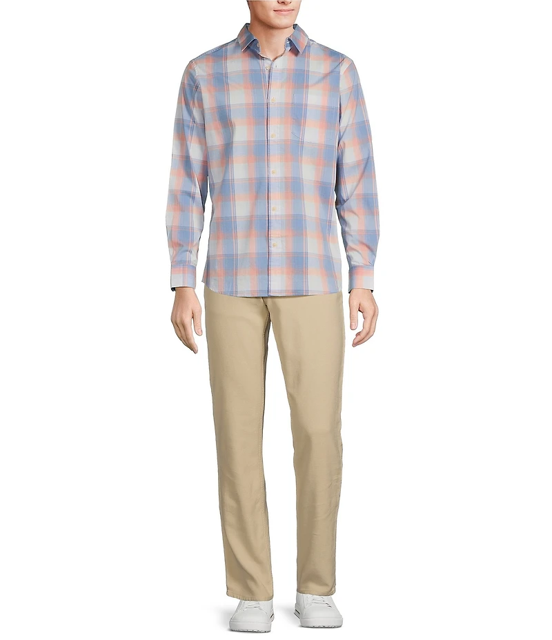 Rowm Rec + Relax Long Sleeve Performance Large Light Multi Plaid Pattern Shirt