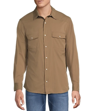 Rowm Rec + Relax Long Sleeve Solid Western Shirt
