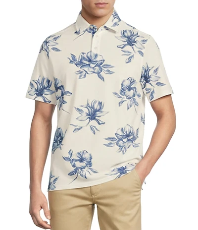 Rowm Rec + Relax Short Sleeve Bloom Print Polo Shirt