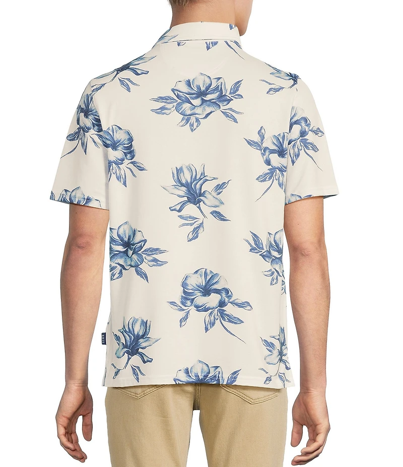 Rowm Rec + Relax Short Sleeve Bloom Print Polo Shirt