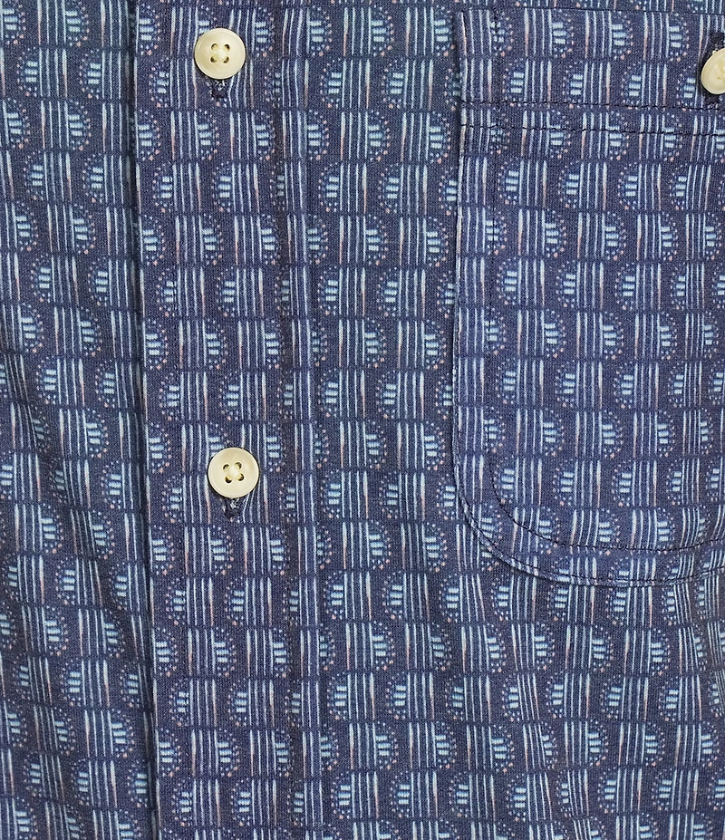 Rowm Rec + Relax Short Sleeve Dot Dash Print Knit Button-Front Shirt