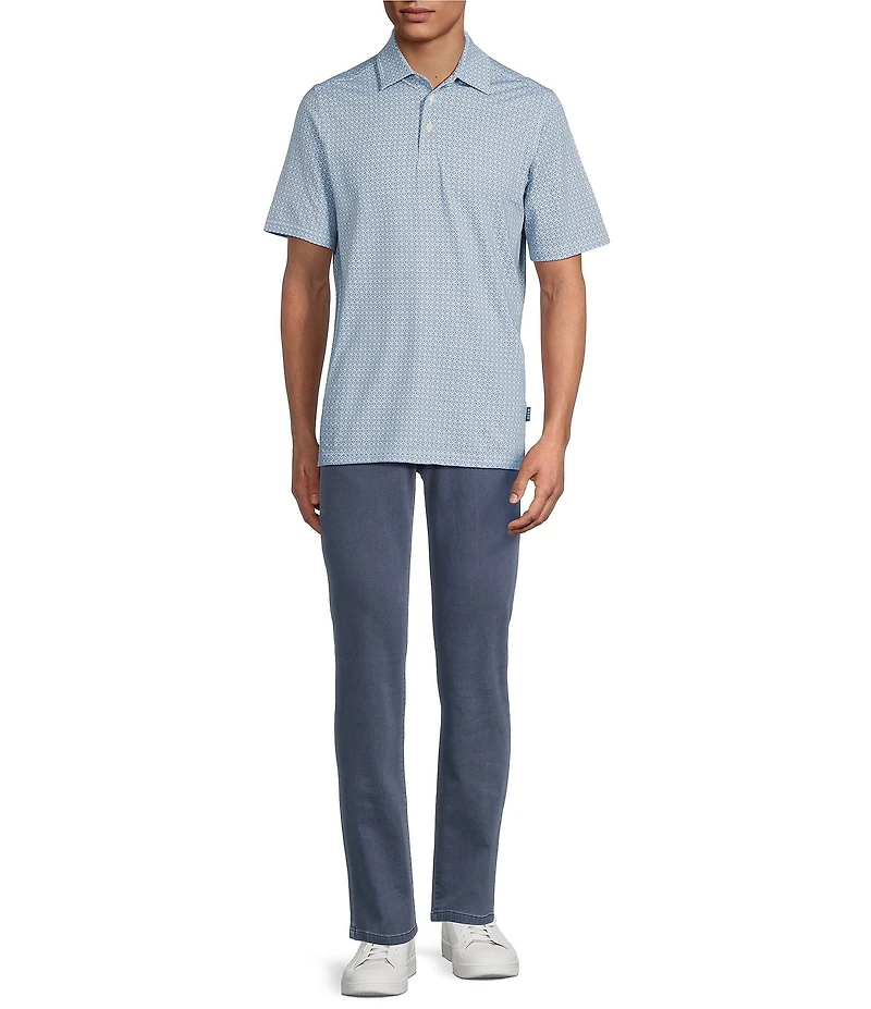 Rowm Rec + Relax Short Sleeve Geo Floral Print Polo Shirt