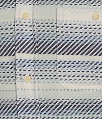 Rowm Rec + Relax Short Sleeve Horizontal Stripe Print Knit Button-Front Shirt