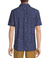 Rowm Rec + Relax Short Sleeve Performance Sketch Floral Print Shirt