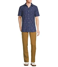 Rowm Rec + Relax Short Sleeve Performance Sketch Floral Print Shirt
