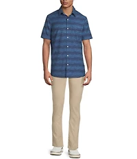 Rowm Rec + Relax Short Sleeve Performance Stripe Pattern Shirt