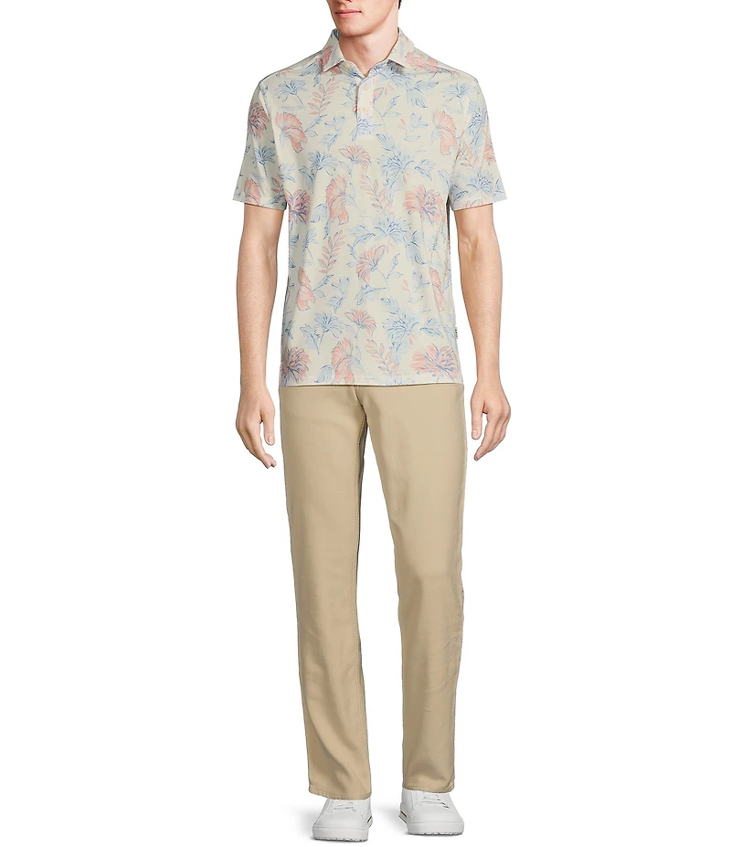 Rowm Rec + Relax Short Sleeve Petal Print Polo Shirt