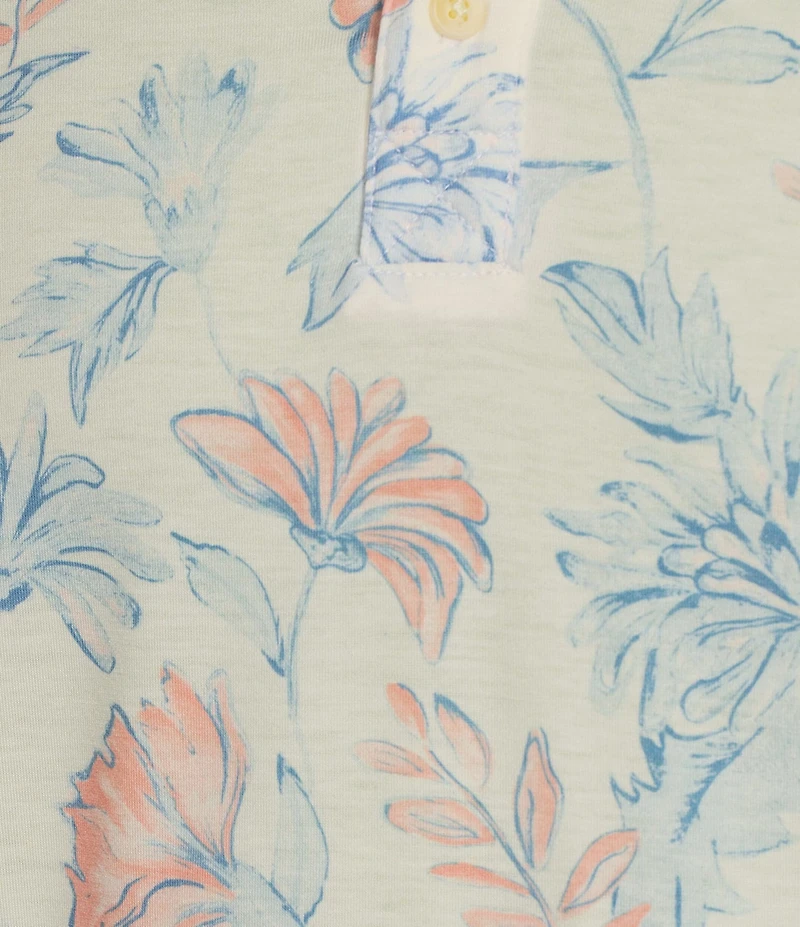 Rowm Rec + Relax Short Sleeve Petal Print Polo Shirt
