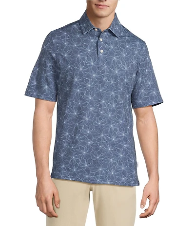 Rowm Rec + Relax Short Sleeve Sketch Floral Print Polo Shirt