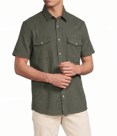 Rowm Rec & Relax Short Sleeve Solid Textured Western Shirt