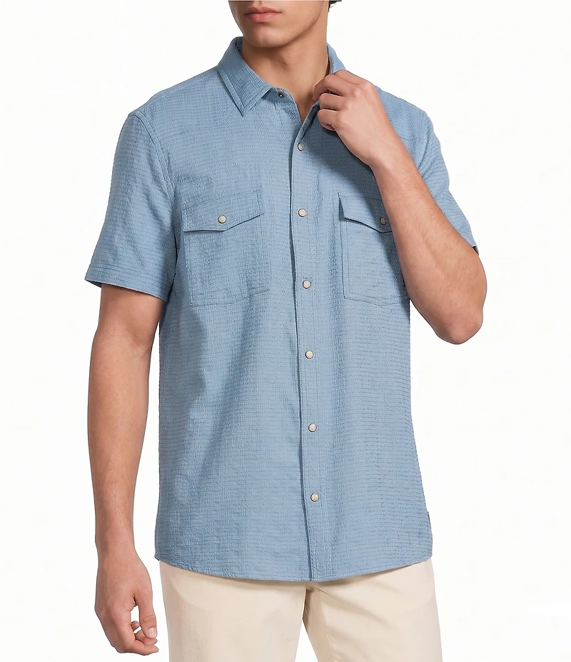 Rowm Rec & Relax Short Sleeve Solid Textured Western Shirt