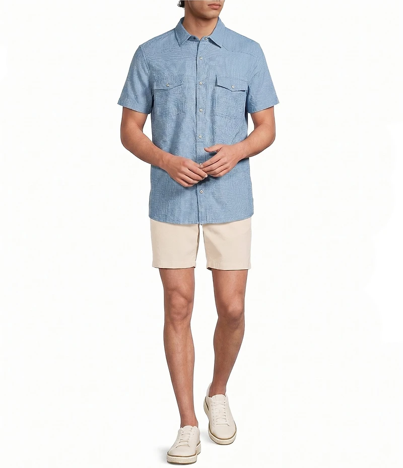Rowm Rec & Relax Short Sleeve Solid Textured Western Shirt