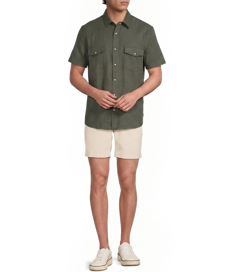 Rowm Rec & Relax Short Sleeve Solid Textured Western Shirt