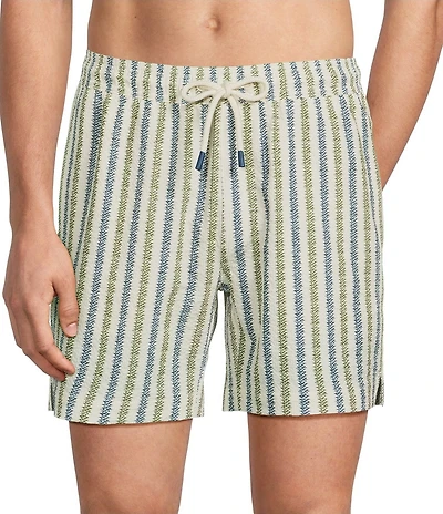 Rowm Seersucker Abstract Stripe 6#double; Inseam Swim Trunks