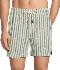 Rowm Seersucker Abstract Stripe 6#double; Inseam Swim Trunks