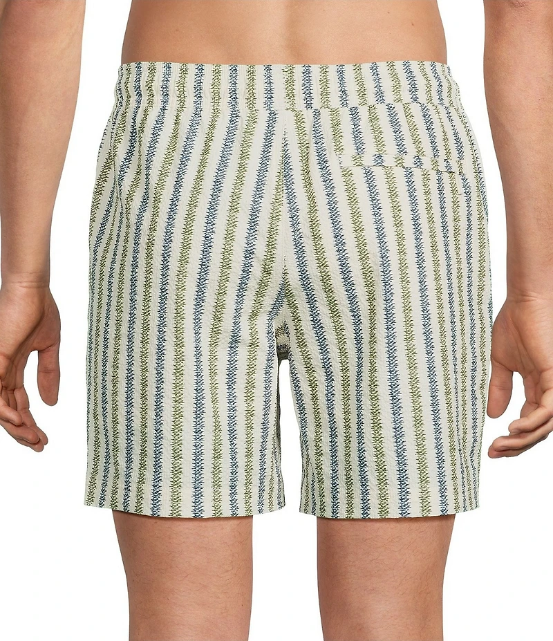 Rowm Seersucker Abstract Stripe 6#double; Inseam Swim Trunks