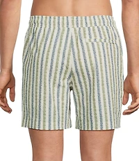Rowm Seersucker Abstract Stripe 6#double; Inseam Swim Trunks